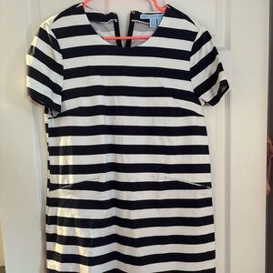 Draper James Navy and White Striped Sailor Style Mini Dress